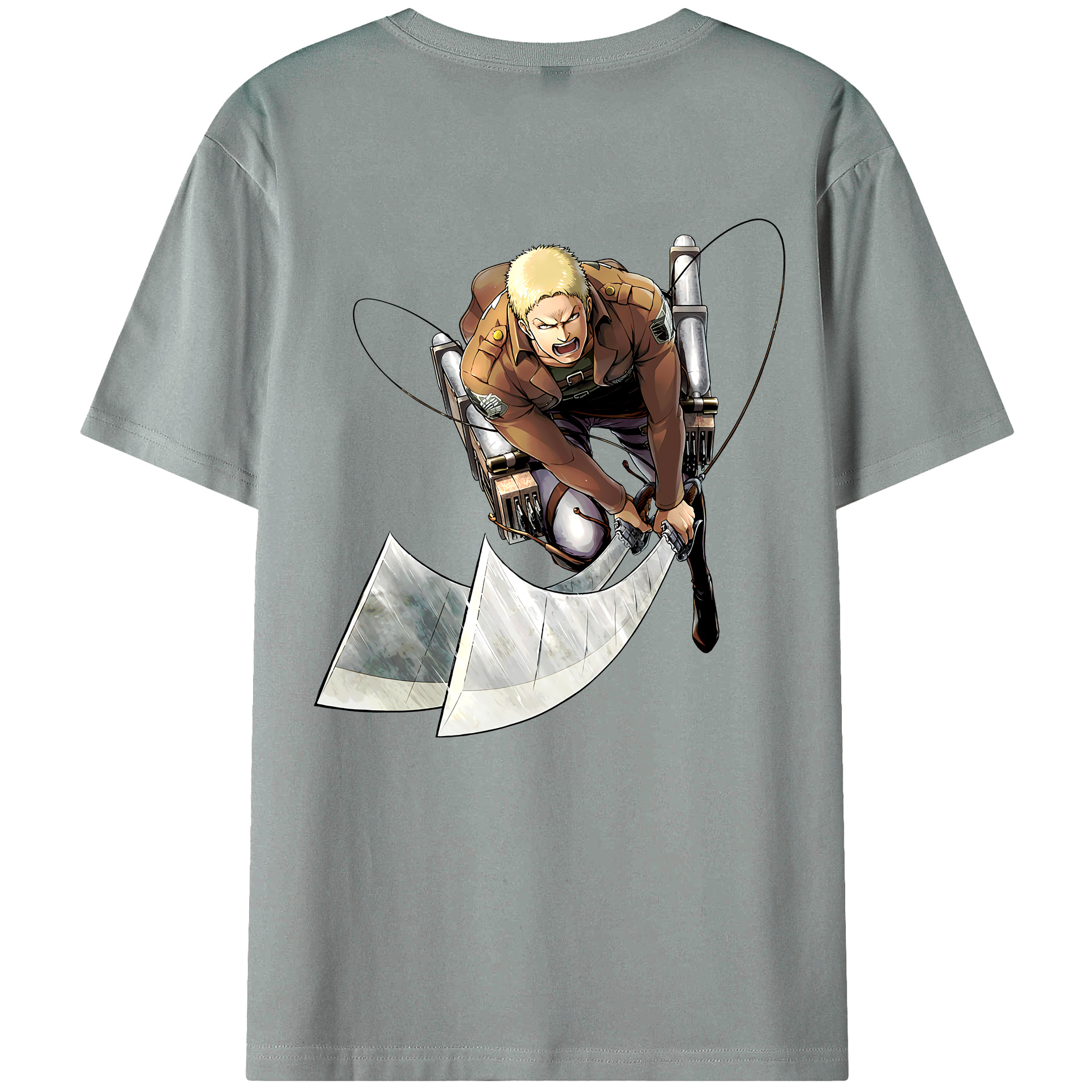 （画像用） 進撃の巨人 ライナー・ブラウン Attack on Titan Reiner Braun 綿100％ メンズ半袖Tシャツ（バックプリント） 通気性